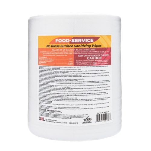 2XL-446 No Rinse Food Service Sanitizing Wipes Refill, 500ct